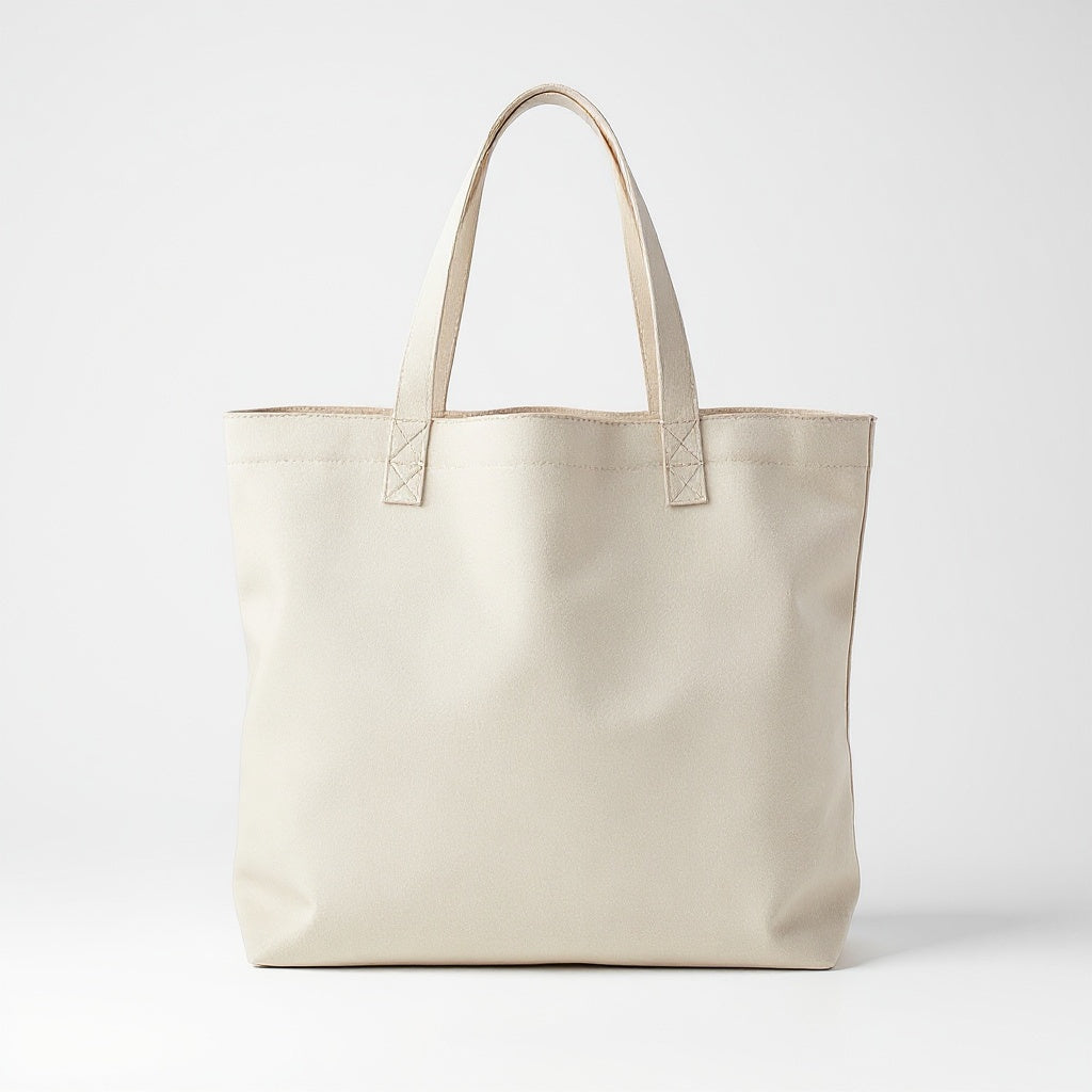 Canvas tote bag from alternative angle showing side profile and sturdy handles