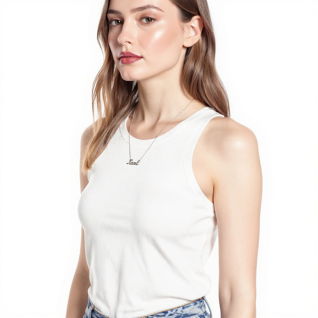 Sterling Silver Necklace – Personalized Name from alternative angle showing side profile and construction details