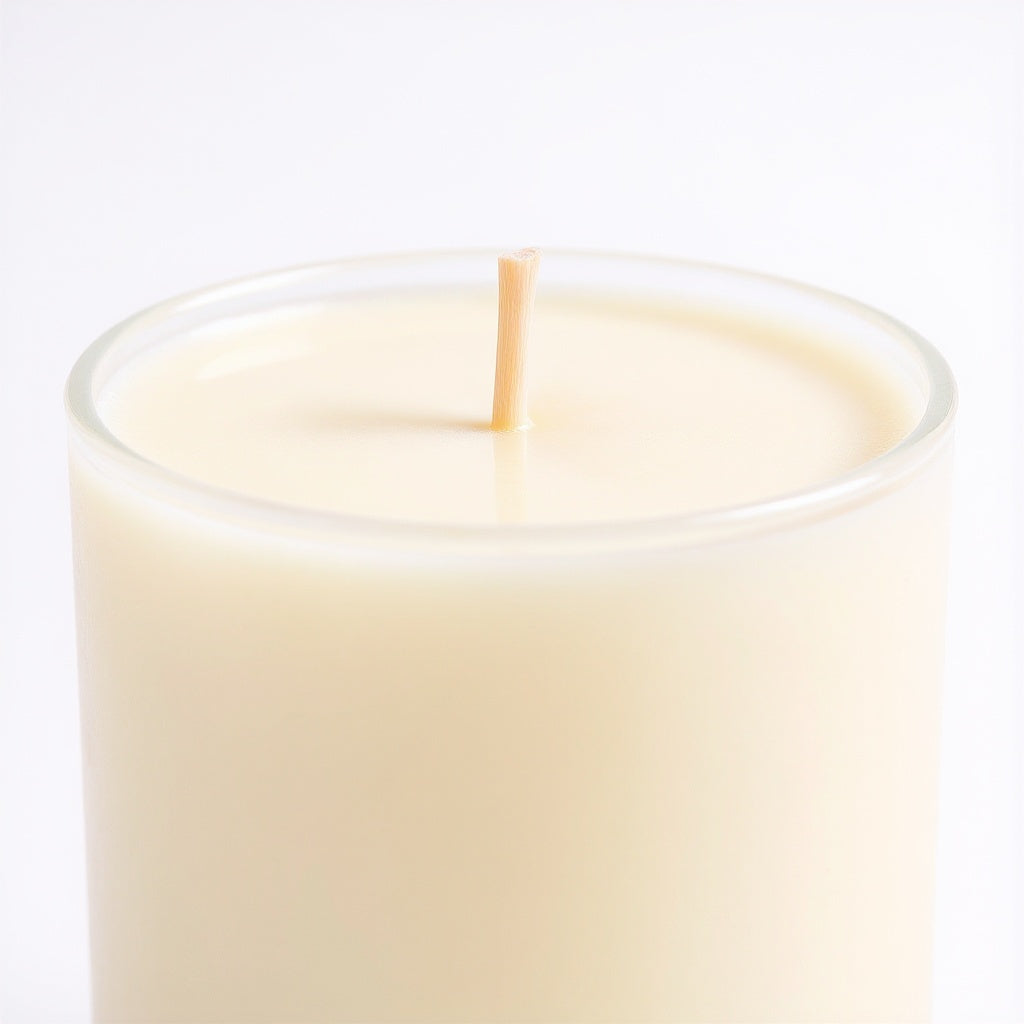 Close-up of soy wax texture on handmade scented candle, macro texture shot