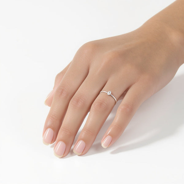 Sterling Silver Birthstone Ring – Personalized Gemstone, Size 7, Delicate Band