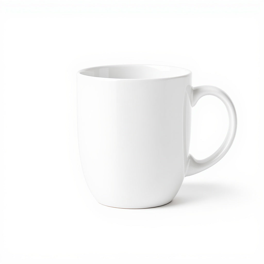 Hero shot of Ceramic Photo Mug on white studio background, full product visible