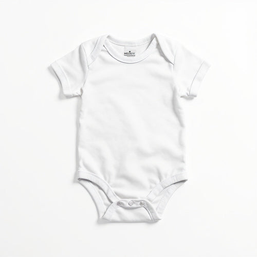 Hero shot of 100% Cotton Baby Onesie on white studio background, full product visible