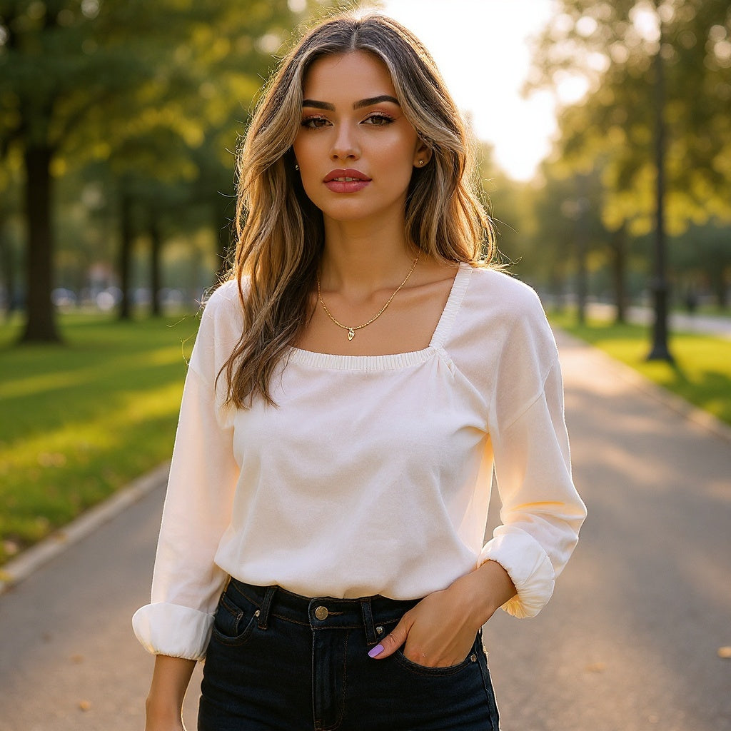 Gold-Filled Name Necklace in a cozy indoor context, styled with layered jewelry, editorial style