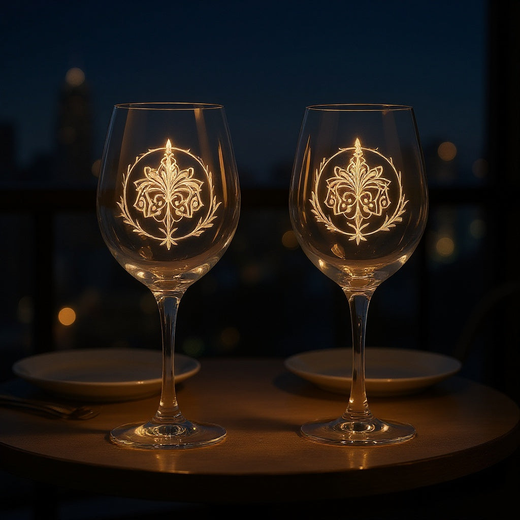 Lead-Free Crystal Wine Glass Set in a holiday party scene, displaying festive drinkware, editorial style
